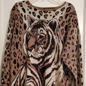 Vintage Lisa Originals Tiger Sparkle Sweater sz XL